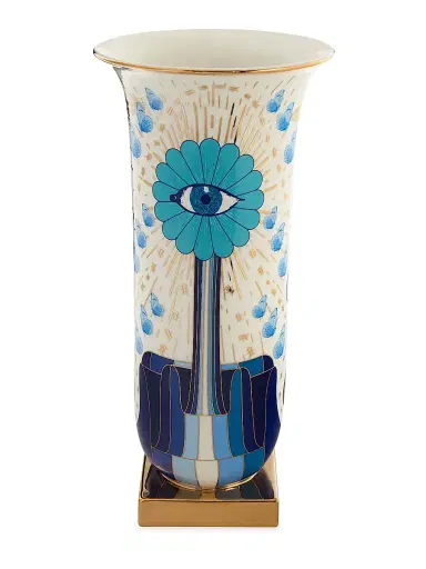 Jonathan Adler Druggist Flared Tall Vase - Blue White Gold | Thumbnail 1 Jonathan Adler Druggist Flared Tall Vase - Blue White Gold | Thumbnail 1