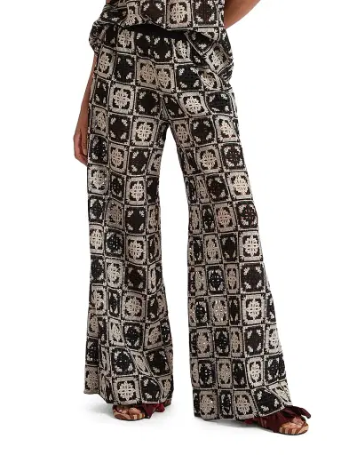 La DoubleJ Women's Palazzo Pants - Mini Tiles Macrame Black | Thumbnail 3 La DoubleJ Women's Palazzo Pants - Mini Tiles Macrame Black | Thumbnail 3