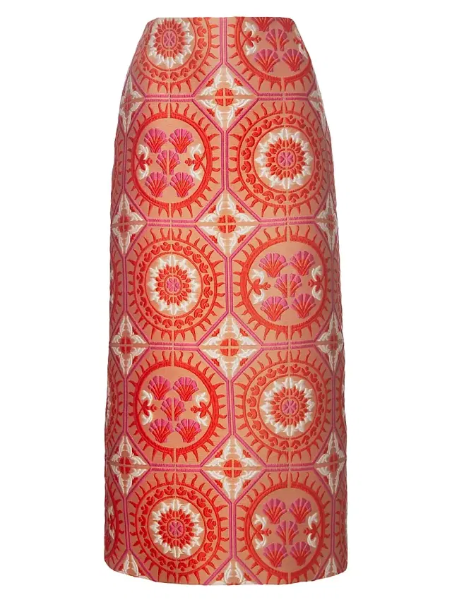 Women's Pencil Skirt - Sun Jacquard Orange Women's Pencil Skirt - Sun Jacquard Orange