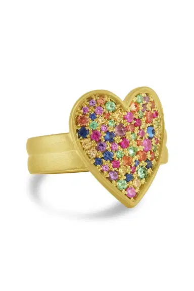 LEIGH MAXWELL Multi Color Confetti Heart Ring | Thumbnail 5 LEIGH MAXWELL Multi Color Confetti Heart Ring | Thumbnail 5