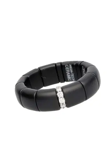 ROBERTO DEMEGLIO Pura Matte Diamond Bar Black Ceramic Stretch Ring | Thumbnail 1 ROBERTO DEMEGLIO Pura Matte Diamond Bar Black Ceramic Stretch Ring | Thumbnail 1