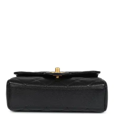 Chanel Chanel Mini Top Handle Flap Bag Black Grained Calfskin Brushed Gold Hardware | Thumbnail 6 Chanel Chanel Mini Top Handle Flap Bag Black Grained Calfskin Brushed Gold Hardware | Thumbnail 6