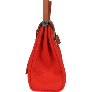 HERMÈS Hermes Herbag Zip PM 31 Capucine Toile Militaire & Fauve Vache Hunter Palladium Hardware | Thumbnail 5 HERMÈS Hermes Herbag Zip PM 31 Capucine Toile Militaire & Fauve Vache Hunter Palladium Hardware | Thumbnail 5