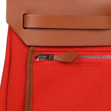 HERMÈS Hermes Herbag Zip PM 31 Capucine Toile Militaire & Fauve Vache Hunter Palladium Hardware | Thumbnail 8 HERMÈS Hermes Herbag Zip PM 31 Capucine Toile Militaire & Fauve Vache Hunter Palladium Hardware | Thumbnail 8