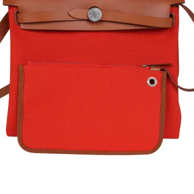 HERMÈS Hermes Herbag Zip PM 31 Capucine Toile Militaire & Fauve Vache Hunter Palladium Hardware | Thumbnail 10 HERMÈS Hermes Herbag Zip PM 31 Capucine Toile Militaire & Fauve Vache Hunter Palladium Hardware | Thumbnail 10