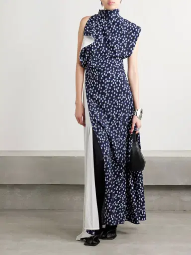 Proenza Schouler Devyn Asymmetric Draped Floral-print Poplin Maxi Dress | Thumbnail 2 Proenza Schouler Devyn Asymmetric Draped Floral-print Poplin Maxi Dress | Thumbnail 2