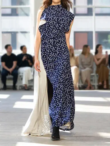 Proenza Schouler Devyn Asymmetric Draped Floral-print Poplin Maxi Dress | Thumbnail 4 Proenza Schouler Devyn Asymmetric Draped Floral-print Poplin Maxi Dress | Thumbnail 4