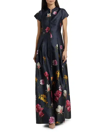 SACHIN BABI Women's Marta Floral Satin A-line Gown - Night Sky Blooming Garden | Thumbnail 2 SACHIN BABI Women's Marta Floral Satin A-line Gown - Night Sky Blooming Garden | Thumbnail 2