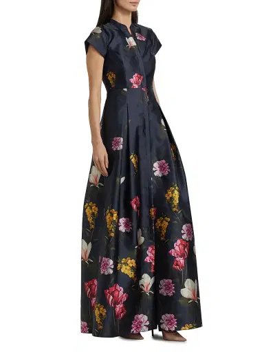 SACHIN BABI Women's Marta Floral Satin A-line Gown - Night Sky Blooming Garden | Thumbnail 4 SACHIN BABI Women's Marta Floral Satin A-line Gown - Night Sky Blooming Garden | Thumbnail 4