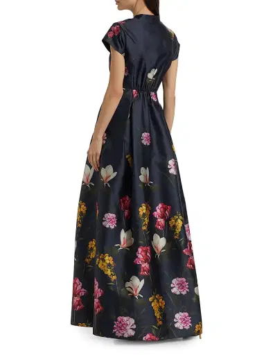 SACHIN BABI Women's Marta Floral Satin A-line Gown - Night Sky Blooming Garden | Thumbnail 5 SACHIN BABI Women's Marta Floral Satin A-line Gown - Night Sky Blooming Garden | Thumbnail 5