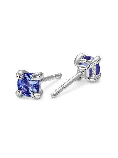 David Yurman Women's Micro Chatelaine Stud Earrings in 18K White Gold with Tanzanite, 4.8MM - Tanzanite | Thumbnail 3 David Yurman Women's Micro Chatelaine Stud Earrings in 18K White Gold with Tanzanite, 4.8MM - Tanzanite | Thumbnail 3