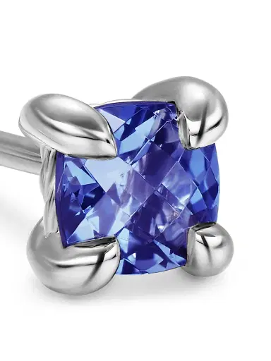 David Yurman Women's Micro Chatelaine Stud Earrings in 18K White Gold with Tanzanite, 4.8MM - Tanzanite | Thumbnail 4 David Yurman Women's Micro Chatelaine Stud Earrings in 18K White Gold with Tanzanite, 4.8MM - Tanzanite | Thumbnail 4