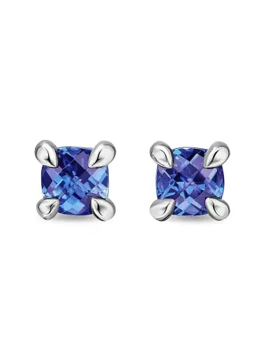 David Yurman Women's Micro Chatelaine Stud Earrings in 18K White Gold with Tanzanite, 4.8MM - Tanzanite | Thumbnail 1 David Yurman Women's Micro Chatelaine Stud Earrings in 18K White Gold with Tanzanite, 4.8MM - Tanzanite | Thumbnail 1
