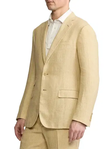 Ralph Lauren Purple Label Men's Kent Hand-Tailored Linen-Silk Jacket | Thumbnail 4 Ralph Lauren Purple Label Men's Kent Hand-Tailored Linen-Silk Jacket | Thumbnail 4