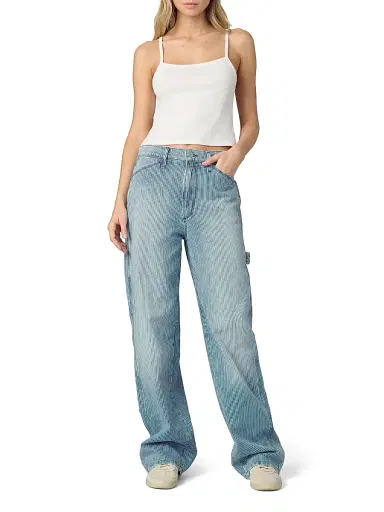 Joe's Jeans Women's The Baggy Carpenter Striped Denim Pants | Thumbnail 2 Joe's Jeans Women's The Baggy Carpenter Striped Denim Pants | Thumbnail 2