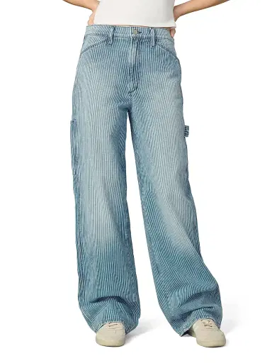 Joe's Jeans Women's The Baggy Carpenter Striped Denim Pants | Thumbnail 3 Joe's Jeans Women's The Baggy Carpenter Striped Denim Pants | Thumbnail 3