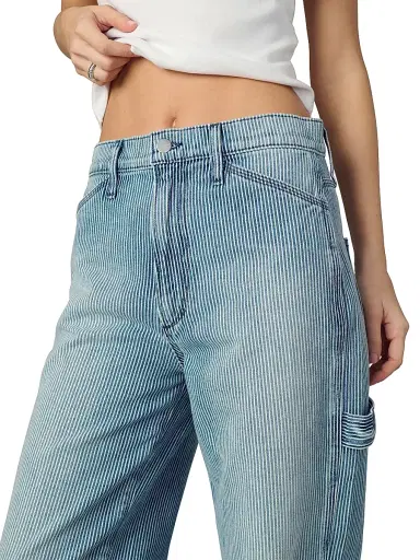 Joe's Jeans Women's The Baggy Carpenter Striped Denim Pants | Thumbnail 6 Joe's Jeans Women's The Baggy Carpenter Striped Denim Pants | Thumbnail 6