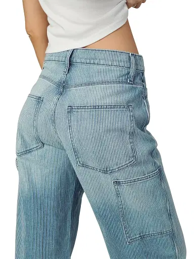 Joe's Jeans Women's The Baggy Carpenter Striped Denim Pants | Thumbnail 7 Joe's Jeans Women's The Baggy Carpenter Striped Denim Pants | Thumbnail 7