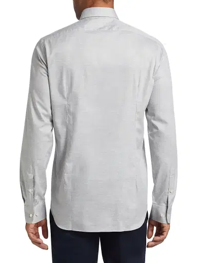 Saks Fifth Avenue Men's Heathered Cotton Dress Shirt - Grey - Size 18 | Thumbnail 5 Saks Fifth Avenue Men's Heathered Cotton Dress Shirt - Grey - Size 18 | Thumbnail 5