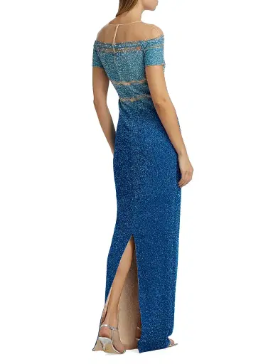 PAMELLA ROLAND Women's Sequined Ombré Gown - Aqua Cobalt - Size 4 | Thumbnail 5 PAMELLA ROLAND Women's Sequined Ombré Gown - Aqua Cobalt - Size 4 | Thumbnail 5