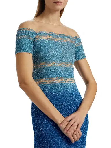 PAMELLA ROLAND Women's Sequined Ombré Gown - Aqua Cobalt - Size 4 | Thumbnail 6 PAMELLA ROLAND Women's Sequined Ombré Gown - Aqua Cobalt - Size 4 | Thumbnail 6