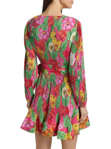 Milly Women's Liv Tulip Rosette Pleated Minidress - Pink Multi | Thumbnail 5 Milly Women's Liv Tulip Rosette Pleated Minidress - Pink Multi | Thumbnail 5
