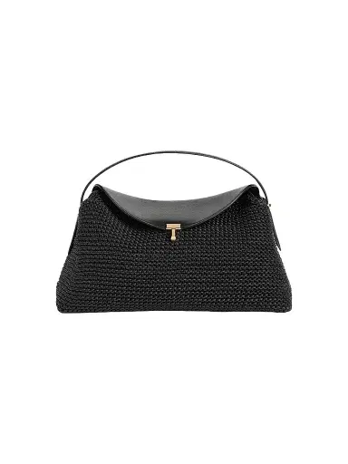 TOTEME Women's T-Lock Woven-Leather Top Handle Bag | Thumbnail 1 TOTEME Women's T-Lock Woven-Leather Top Handle Bag | Thumbnail 1