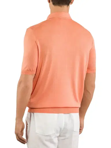 Stefano Ricci Men's Zip Polo Shirt - Orange | Thumbnail 3 Stefano Ricci Men's Zip Polo Shirt - Orange | Thumbnail 3