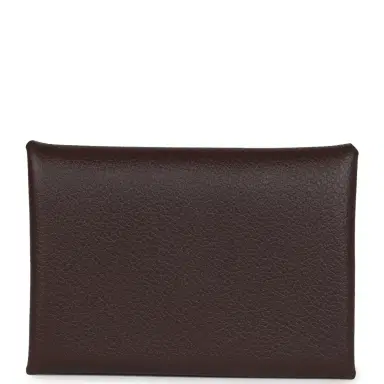 HERMÈS Hermes Calvi Card Holder Moka Evercolor Palladium Hardware | Thumbnail 4 HERMÈS Hermes Calvi Card Holder Moka Evercolor Palladium Hardware | Thumbnail 4
