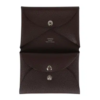 HERMÈS Hermes Calvi Card Holder Moka Evercolor Palladium Hardware | Thumbnail 7 HERMÈS Hermes Calvi Card Holder Moka Evercolor Palladium Hardware | Thumbnail 7