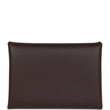 HERMÈS Hermes Calvi Card Holder Moka Evercolor Palladium Hardware | Thumbnail 1 HERMÈS Hermes Calvi Card Holder Moka Evercolor Palladium Hardware | Thumbnail 1