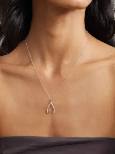 Jennifer Meyer Wishbone 18-karat White Gold Diamond Necklace | Thumbnail 2 Jennifer Meyer Wishbone 18-karat White Gold Diamond Necklace | Thumbnail 2