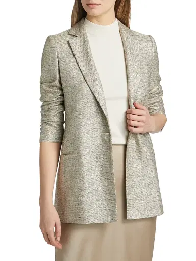 Kiton Women's Metallic Tweed One-Button Blazer - Silver - Size 8 | Thumbnail 3 Kiton Women's Metallic Tweed One-Button Blazer - Silver - Size 8 | Thumbnail 3