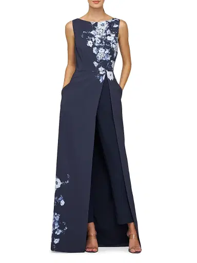 Kay Unger Women's Esti Walk-Thru Floral Stretch-Crêpe Jumpsuit | Thumbnail 2 Kay Unger Women's Esti Walk-Thru Floral Stretch-Crêpe Jumpsuit | Thumbnail 2