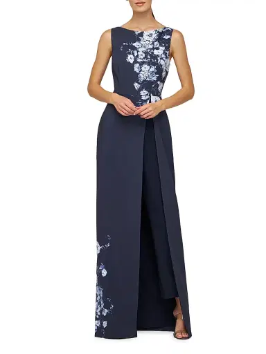 Kay Unger Women's Esti Walk-Thru Floral Stretch-Crêpe Jumpsuit | Thumbnail 3 Kay Unger Women's Esti Walk-Thru Floral Stretch-Crêpe Jumpsuit | Thumbnail 3