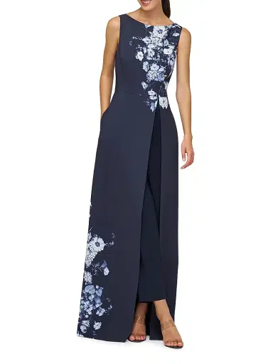 Kay Unger Women's Esti Walk-Thru Floral Stretch-Crêpe Jumpsuit | Thumbnail 4 Kay Unger Women's Esti Walk-Thru Floral Stretch-Crêpe Jumpsuit | Thumbnail 4