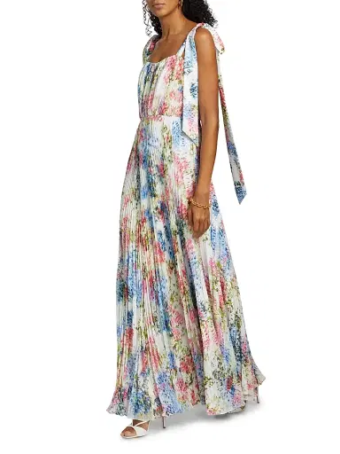 As It May Women's Lexie Floral Plissé Chiffon Tie-Strap Gown - Abstract Botanical | Thumbnail 2 As It May Women's Lexie Floral Plissé Chiffon Tie-Strap Gown - Abstract Botanical | Thumbnail 2