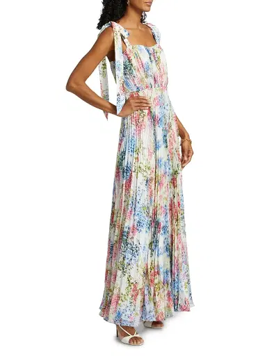 As It May Women's Lexie Floral Plissé Chiffon Tie-Strap Gown - Abstract Botanical | Thumbnail 4 As It May Women's Lexie Floral Plissé Chiffon Tie-Strap Gown - Abstract Botanical | Thumbnail 4