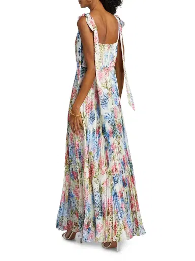 As It May Women's Lexie Floral Plissé Chiffon Tie-Strap Gown - Abstract Botanical | Thumbnail 5 As It May Women's Lexie Floral Plissé Chiffon Tie-Strap Gown - Abstract Botanical | Thumbnail 5