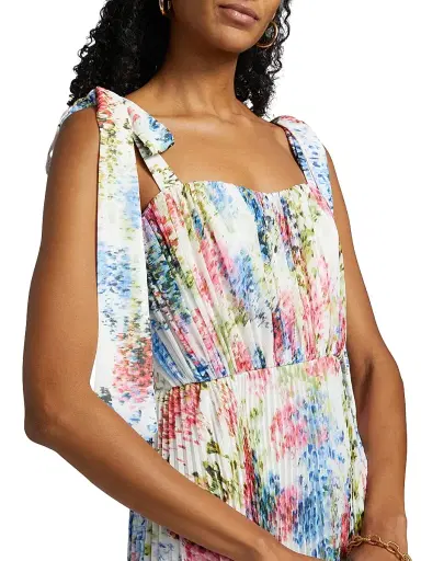 As It May Women's Lexie Floral Plissé Chiffon Tie-Strap Gown - Abstract Botanical | Thumbnail 6 As It May Women's Lexie Floral Plissé Chiffon Tie-Strap Gown - Abstract Botanical | Thumbnail 6