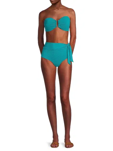 Change of Scenery Women's Gina Metallic Piqué Bikini Top - Jungle Green Metallic - Size Large | Thumbnail 2 Change of Scenery Women's Gina Metallic Piqué Bikini Top - Jungle Green Metallic - Size Large | Thumbnail 2