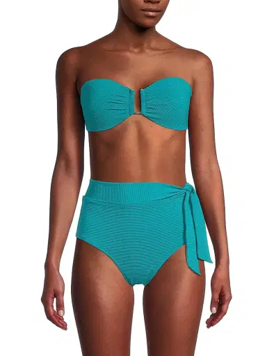 Change of Scenery Women's Gina Metallic Piqué Bikini Top - Jungle Green Metallic - Size Large | Thumbnail 3 Change of Scenery Women's Gina Metallic Piqué Bikini Top - Jungle Green Metallic - Size Large | Thumbnail 3