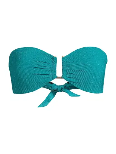 Change of Scenery Women's Gina Metallic Piqué Bikini Top - Jungle Green Metallic - Size Large | Thumbnail 1 Change of Scenery Women's Gina Metallic Piqué Bikini Top - Jungle Green Metallic - Size Large | Thumbnail 1