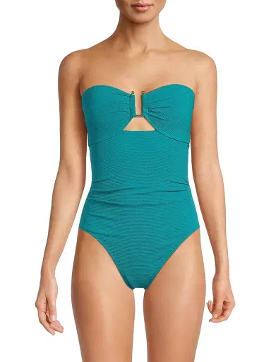 Change of Scenery Women's Juliette Metallic Piqué One-Piece Swimsuit - Jungle Green Metallic | Thumbnail 3 Change of Scenery Women's Juliette Metallic Piqué One-Piece Swimsuit - Jungle Green Metallic | Thumbnail 3