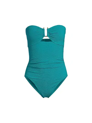 Change of Scenery Women's Juliette Metallic Piqué One-Piece Swimsuit - Jungle Green Metallic | Thumbnail 1 Change of Scenery Women's Juliette Metallic Piqué One-Piece Swimsuit - Jungle Green Metallic | Thumbnail 1