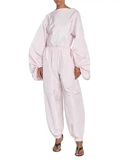 Alaïa Women's Silk Open-Back Balloon-Sleeve Bodysuit - Rose Pale | Thumbnail 2 Alaïa Women's Silk Open-Back Balloon-Sleeve Bodysuit - Rose Pale | Thumbnail 2