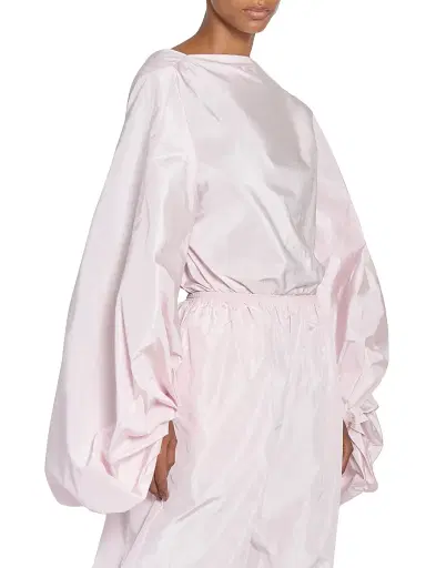 Alaïa Women's Silk Open-Back Balloon-Sleeve Bodysuit - Rose Pale | Thumbnail 4 Alaïa Women's Silk Open-Back Balloon-Sleeve Bodysuit - Rose Pale | Thumbnail 4
