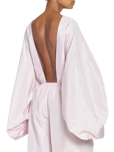 Alaïa Women's Silk Open-Back Balloon-Sleeve Bodysuit - Rose Pale | Thumbnail 5 Alaïa Women's Silk Open-Back Balloon-Sleeve Bodysuit - Rose Pale | Thumbnail 5