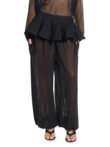 Alaïa Women's Sheer Crinoline Peplum-Waist Parachute Pants - Noir Alaia | Thumbnail 3 Alaïa Women's Sheer Crinoline Peplum-Waist Parachute Pants - Noir Alaia | Thumbnail 3