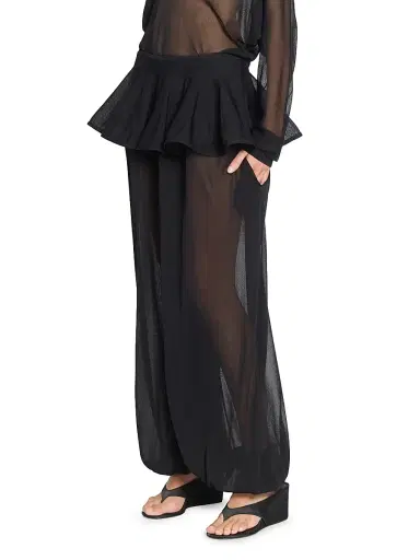 Alaïa Women's Sheer Crinoline Peplum-Waist Parachute Pants - Noir Alaia | Thumbnail 4 Alaïa Women's Sheer Crinoline Peplum-Waist Parachute Pants - Noir Alaia | Thumbnail 4